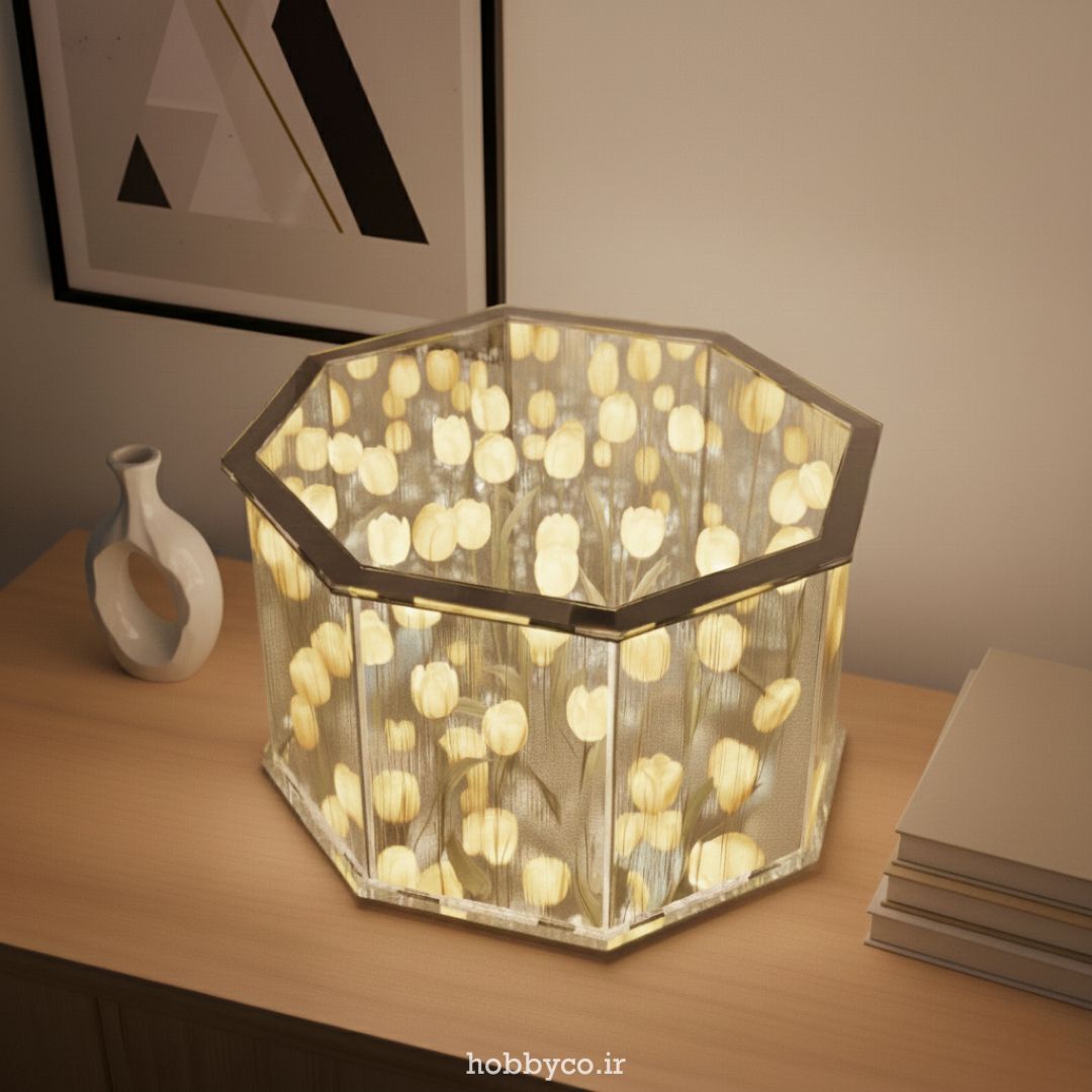  چراغ خواب دشت لاله 8 ضلعی زرد 