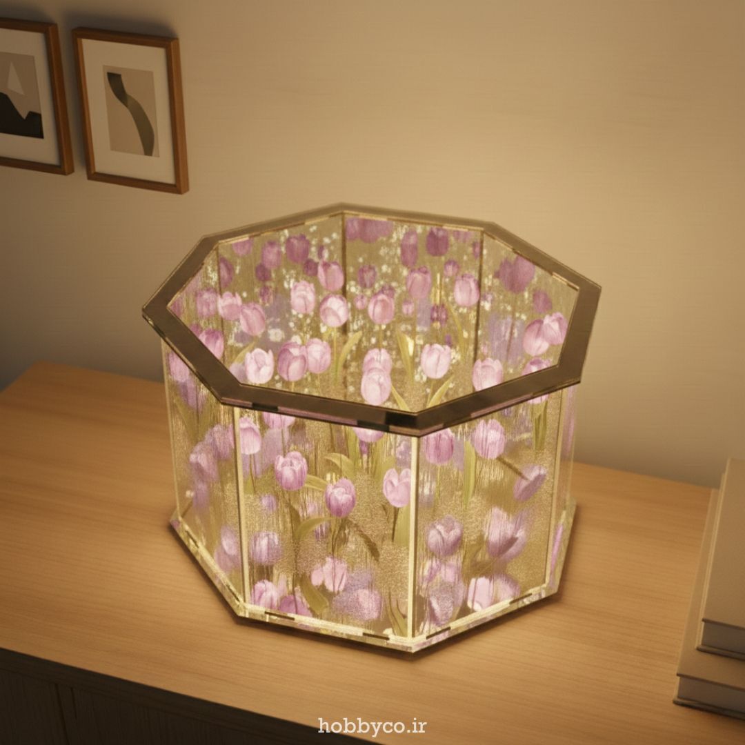  چراغ خواب دشت لاله 8 ضلعی بنفش 