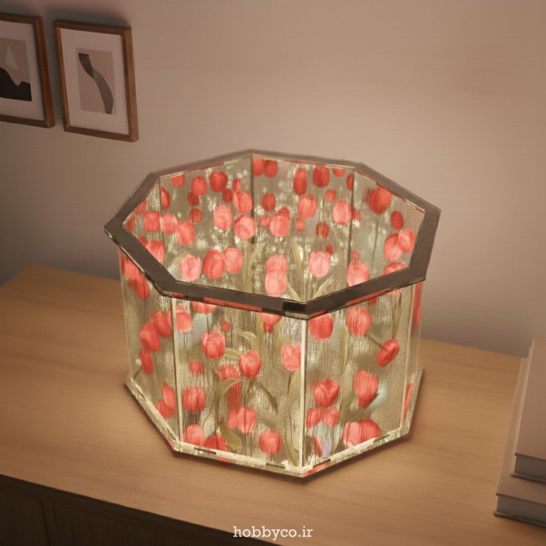  چراغ خواب دشت لاله 8 ضلعی قرمز 
