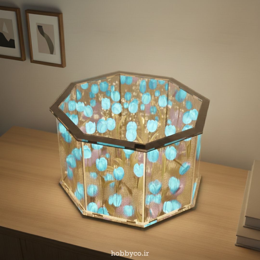  چراغ خواب دشت لاله 8 ضلعی آبی 